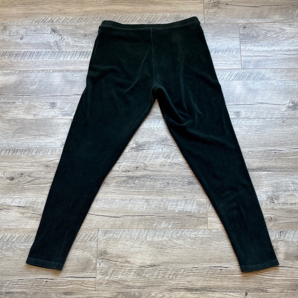 3/$30! Vintage Velour Track Suit Dark Green Ribbed Leggings 1/4 Zip Top - Picture 4 of 9